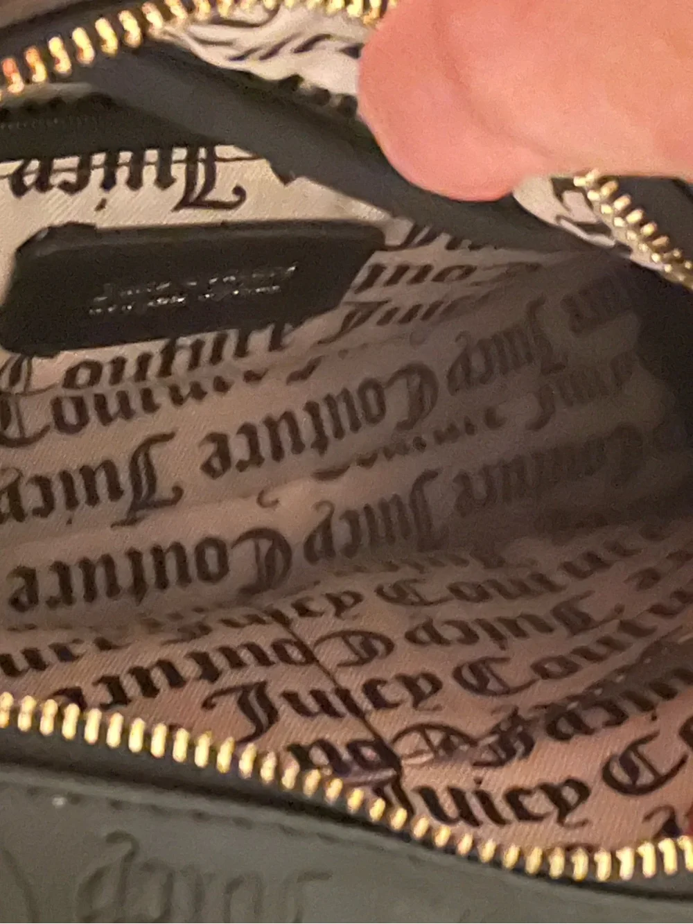 Juicy Couture Black Satchel with Pink Logo Stripe